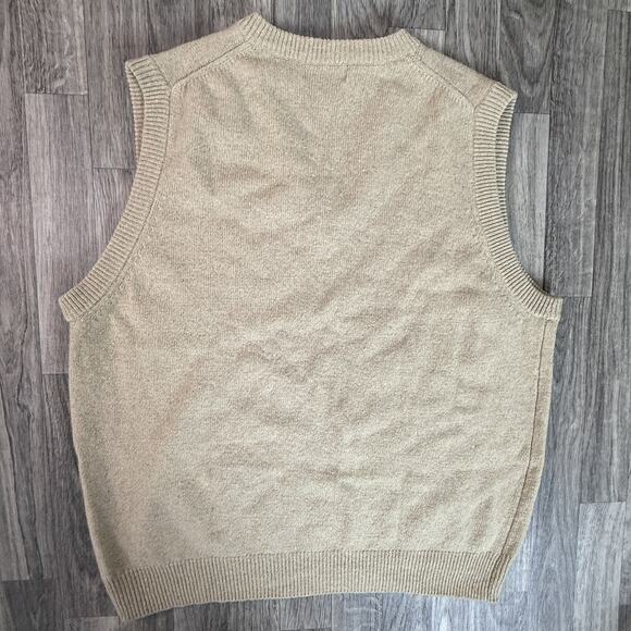 Rachel Craig 100% Pure New Wool Beige V-Neck Sweater Vest Large Made in Hawaii - Picture 2 of 4